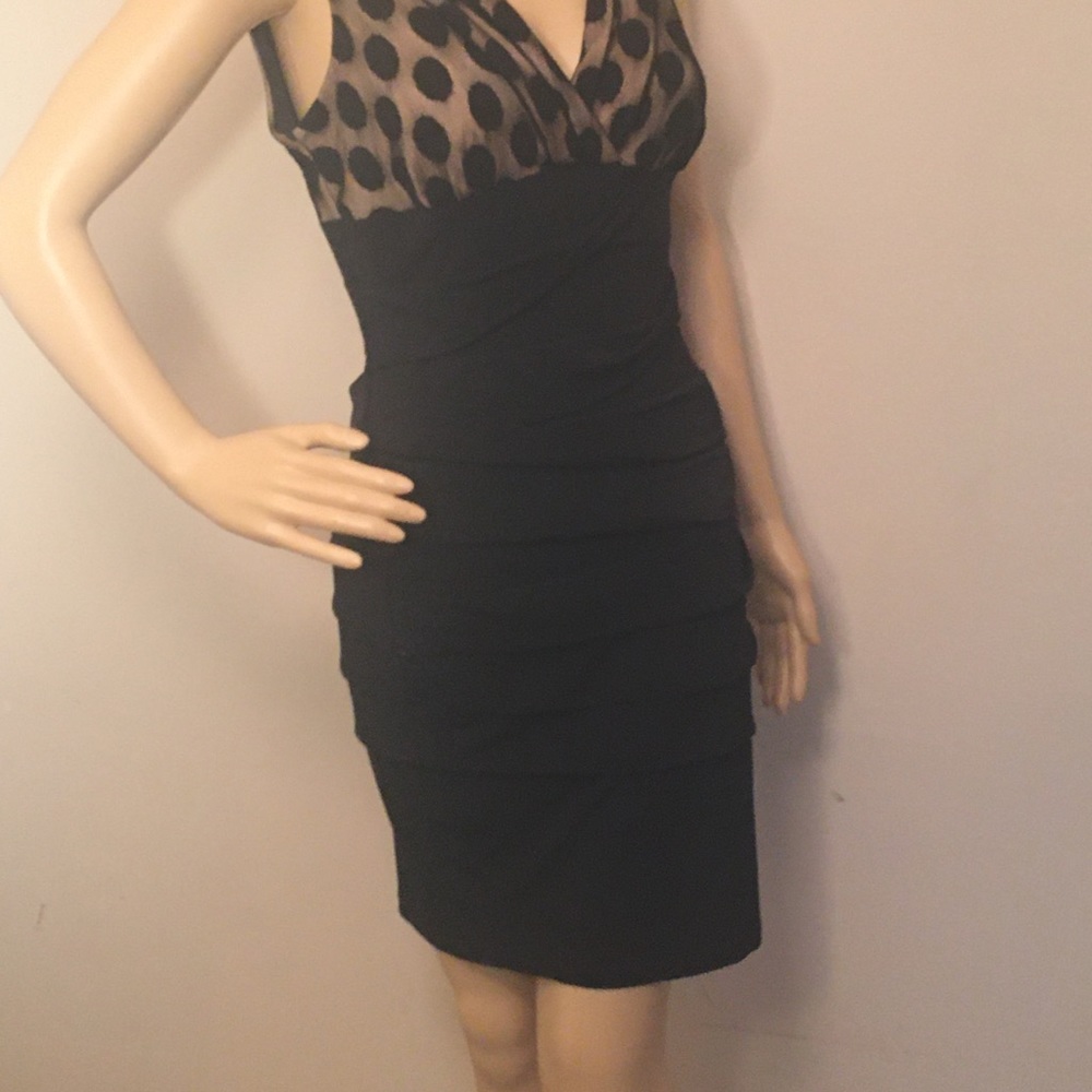 Carole Little’s black dress with leopard print